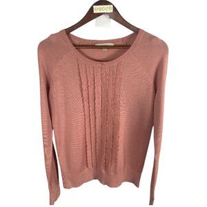 LOFT deep pink sweater ruffled strip front bodice //M